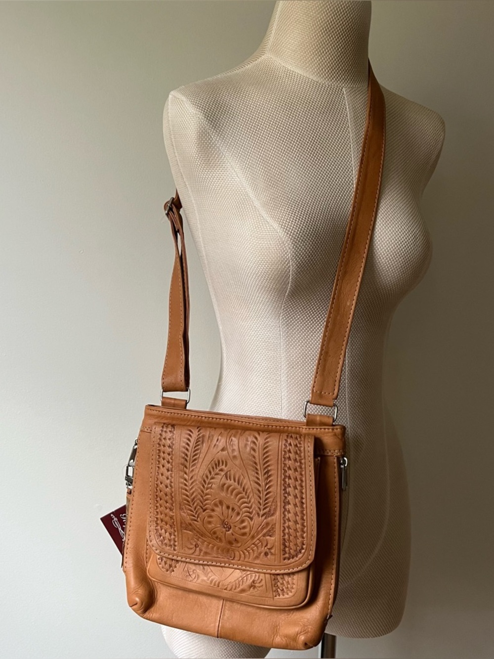 Ropin West Tooled Leather Crossbody Purse Brown Western Boho NEW